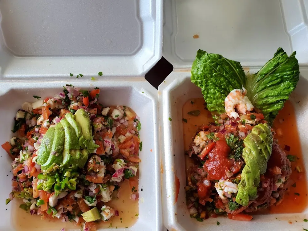 Classic with Shrimp and Mahi Mahi on Left and Shrimp Cocktail on the Right